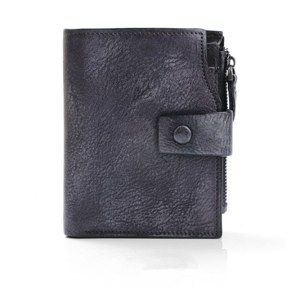 Men's Luxury Leather Retro Short Wallet - SANVELIER