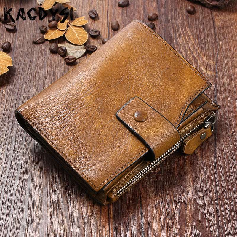 Men's Luxury Leather Retro Short Wallet - SANVELIER