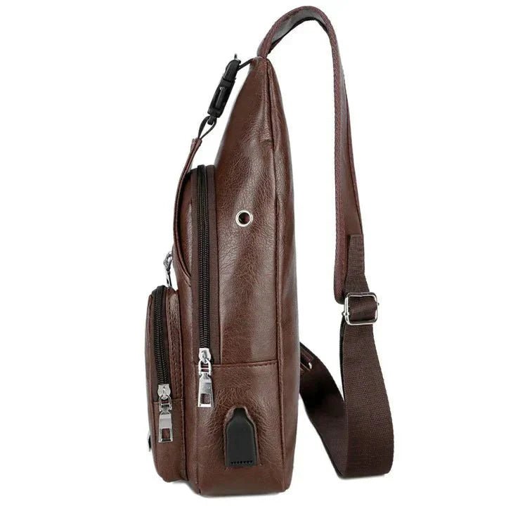 Men's Classic Leather Shoulder Bag - SANVELIER
