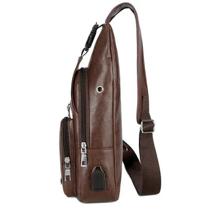 Men's Classic Leather Shoulder Bag - SANVELIER