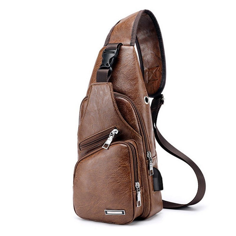 Men's Classic Leather Shoulder Bag - SANVELIER