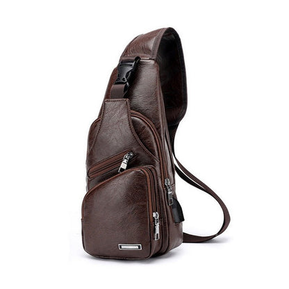 Men's Classic Leather Shoulder Bag - SANVELIER