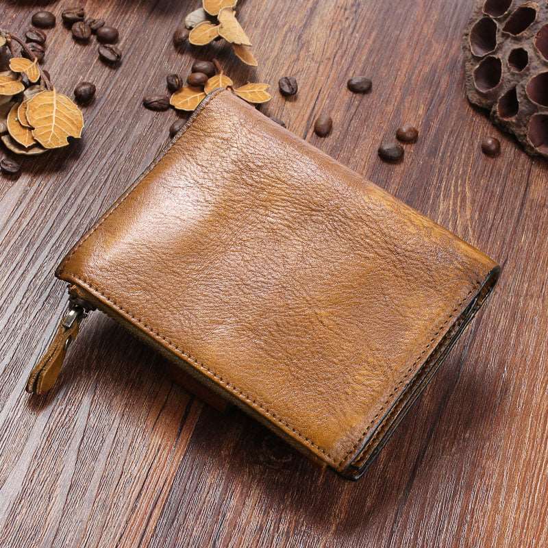 Men's Luxury Leather Retro Short Wallet - SANVELIER